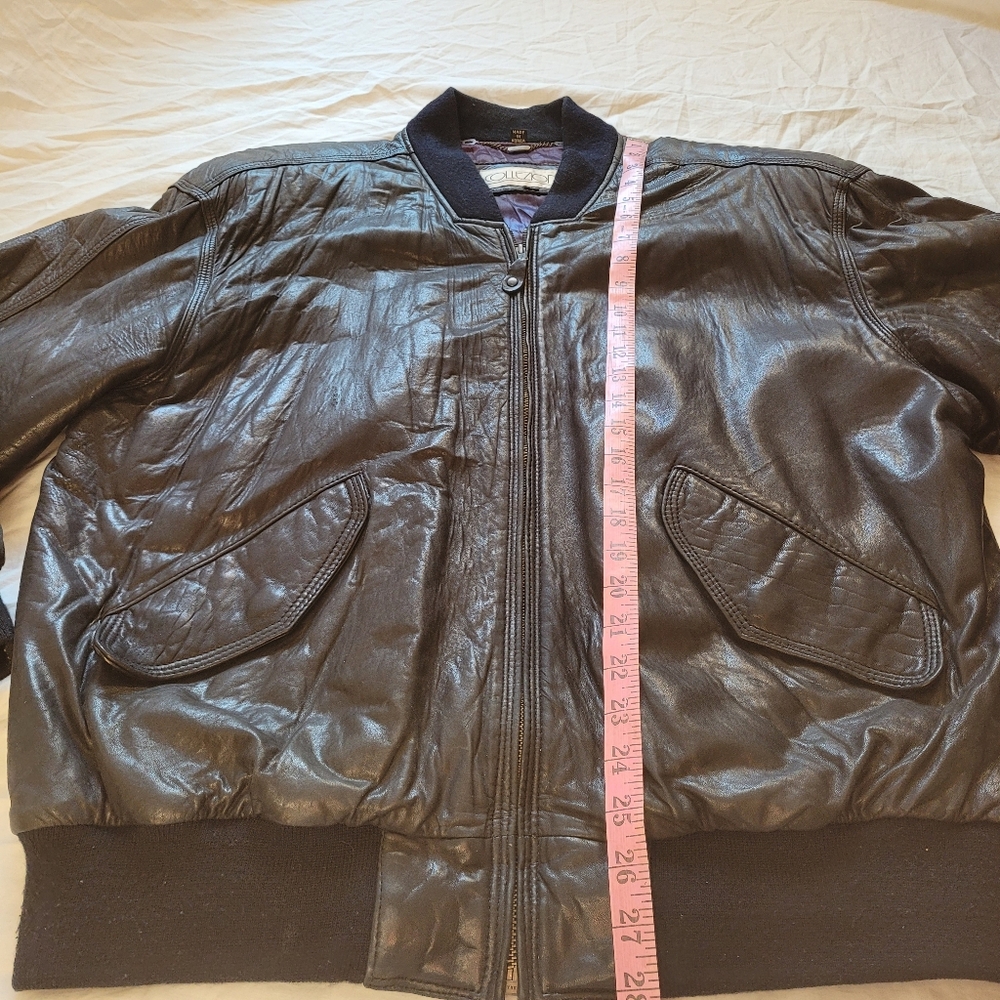 Vintage Collezione SA Leather Bomber Jacket Black Aviator Mens 42 Made in Korea - Picture 14 of 16
